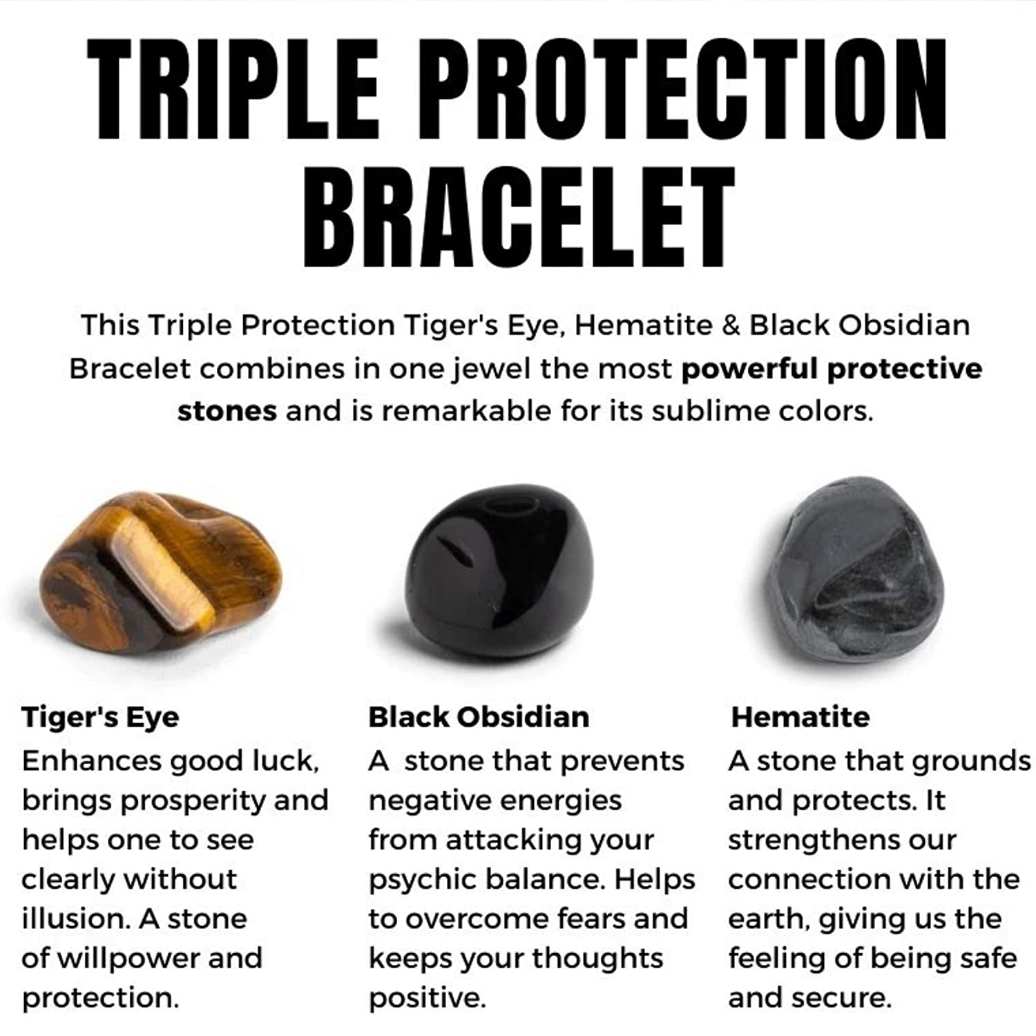 Triple Protection Stone Bracelet