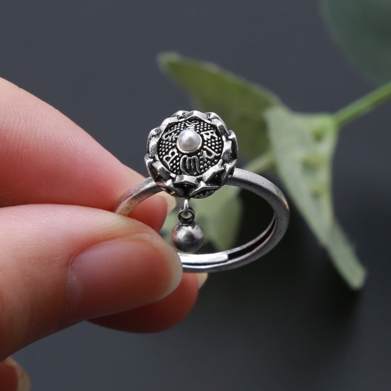 Stainless Steel Buddhist Spinning Anxiety Ring - Dharmic Buddha Power