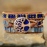 Tree of Life Lapis Lazuli Wrap Bracelet - Dharmic Buddha Power