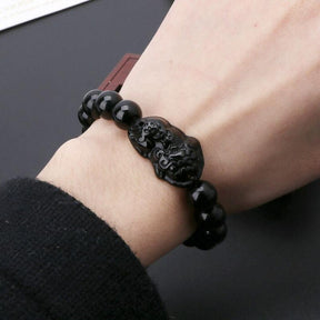 Handcrafted Obsidian Feng Shui Bracelet - Dharmic Buddha Power