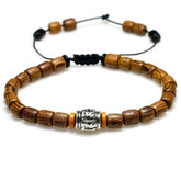 Men's Sacred Sanskrit Wood Bracelet - Dharmic Buddha Power