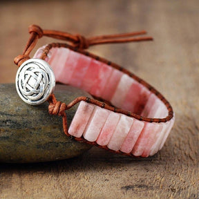 Love Protection Pink Opal Wrap Bracelet - Dharmic Buddha Power