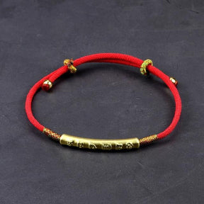 Handcrafted Tibetan Gold-Plated Thin Red String Bracelet - Dharmic Buddha Power