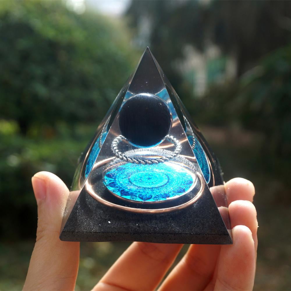 Lapis Lazuli Obsidian Chakra Healing Orgone Pyramid - Dharmic Buddha Power