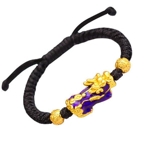 Handcrafted Black Rope Feng Shui Bracelet - Dharmic Buddha Power
