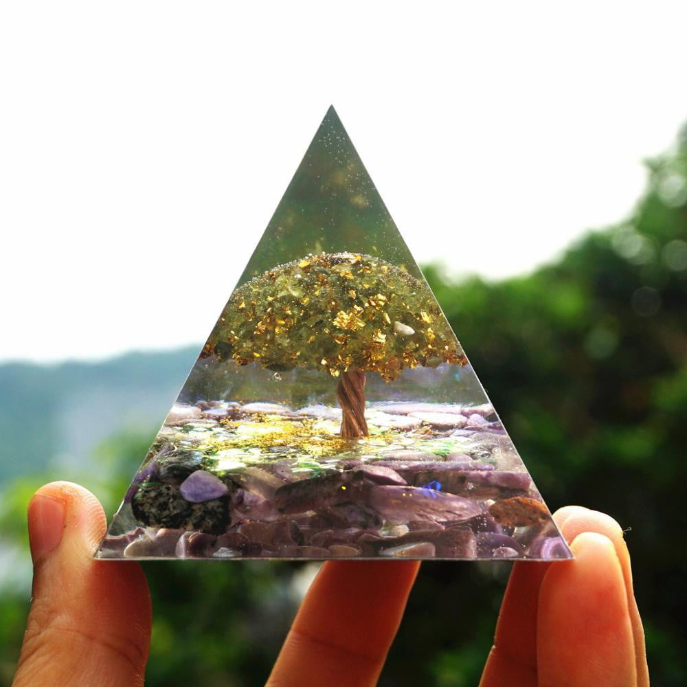 Tree of Life with Amethyst Orgone Pyramid - Chakra Energy Healing - Dharmic Buddha Power