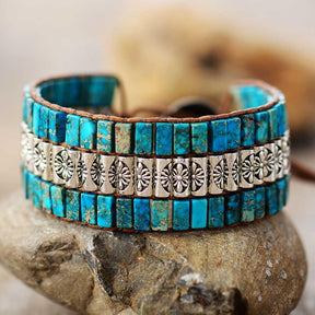 African Healing Turquoise Wrap Bracelet - Dharmic Buddha Power