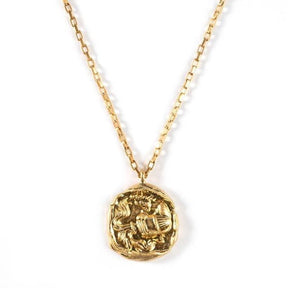 Aquarius - Vintage Gold Zodiac Necklace - Dharmic Buddha Power