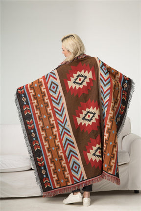 Handcrafted Ethnic Bohemian Cotton Blanket - Dharmic Buddha Power
