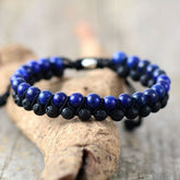 Men's Lapis Lazuli Onyx Cord Bracelet - Dharmic Buddha Power