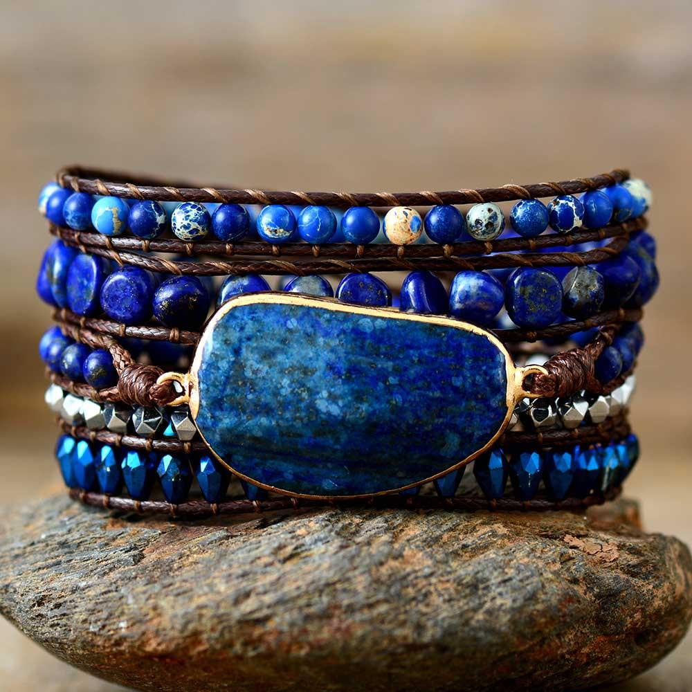 Vibrant Moonlight Lazuli Bracelet - Dharmic Buddha Power