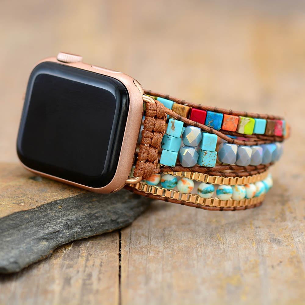 Vibrant Imperial Turquoise Apple Watch Strap - Dharmic Buddha Power