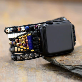 Onyx Labradorite Apple Watch Strap - Dharmic Buddha Power