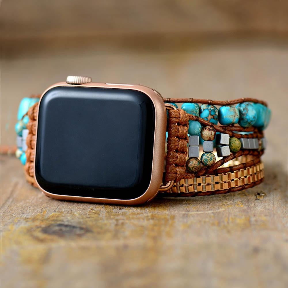 Turquoise Relaxing Energy Apple Watch Strap - Dharmic Buddha Power