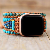 African Turquoise Stone Apple Watch Strap - Dharmic Buddha Power