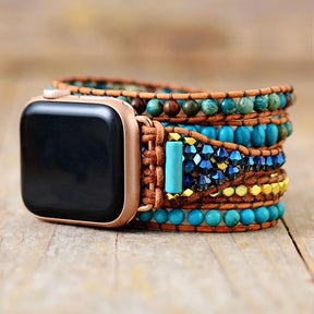 African Turquoise Stone Apple Watch Strap - Dharmic Buddha Power