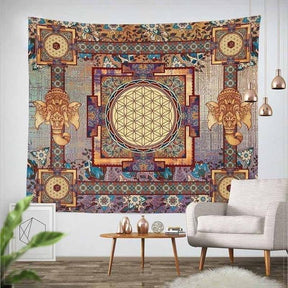 Classical Bohemian Mandala Tapestry - Dharmic Buddha Power