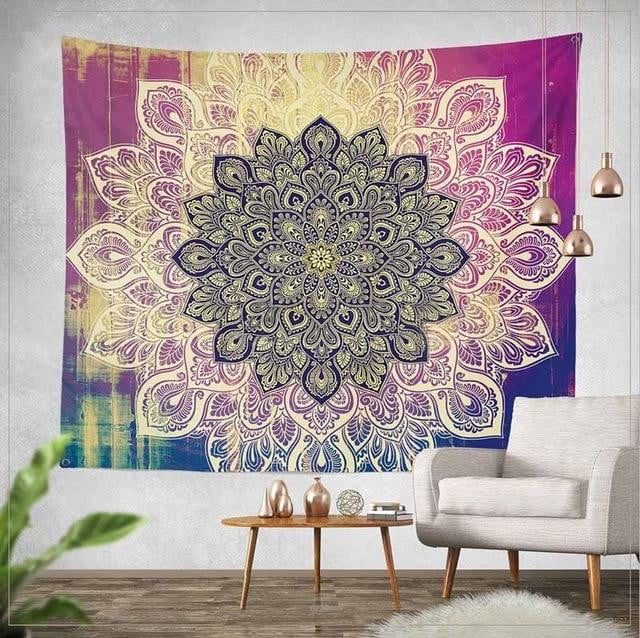 Purple Lotus Mandala Tapestry - Dharmic Buddha Power