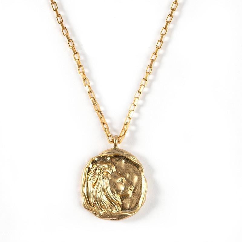 Leo - Vintage Gold Zodiac Necklace - Dharmic Buddha Power